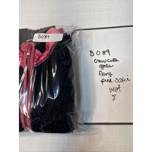 J Crew Kids Silky Warm Plush Sherpa Fleece Pink Satin Preppy Gold Tone Vest 8 - Picture 8 of 8